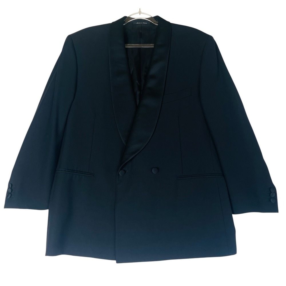 Canali Saks Fifth Ave Men's 44 Black Suit Jacket 100% Wool Blazer Made Italy